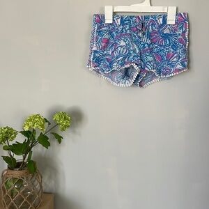 Lilly Pulitzer blue and pink girls Pom Pom shorts size large​